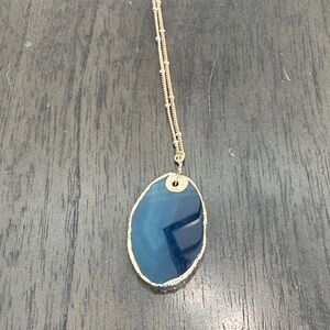 Elegant Blue and Gold Pendant Necklace